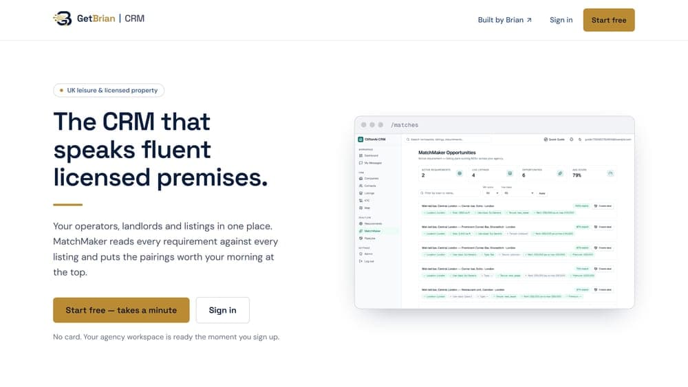 CRM product screenshot